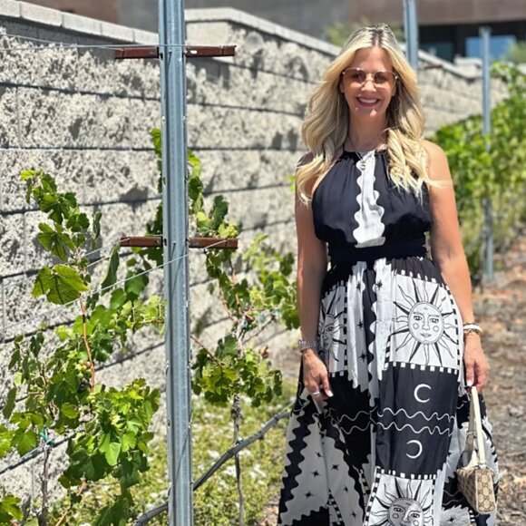 Anthropologie 1X Sol Soleil Sun Tigre Indigo Halter Maxi Dress Black White NWT - Picture 5 of 10